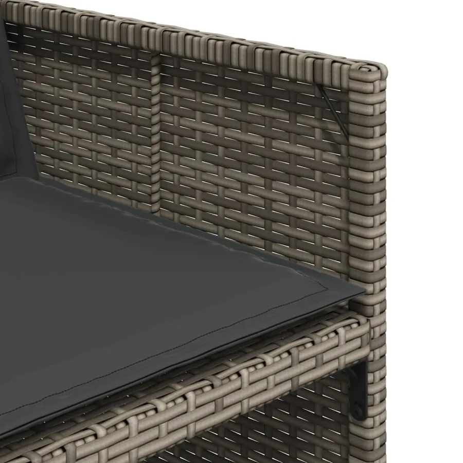 Ensemble à manger de jardin 9 pcs coussins gris résine tressée - 8