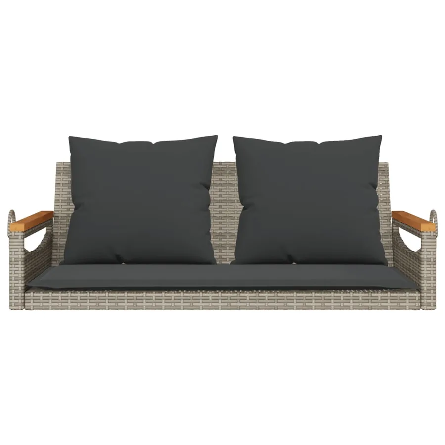 Balancelle avec coussins gris 109x62x40 cm résine tressée - 4