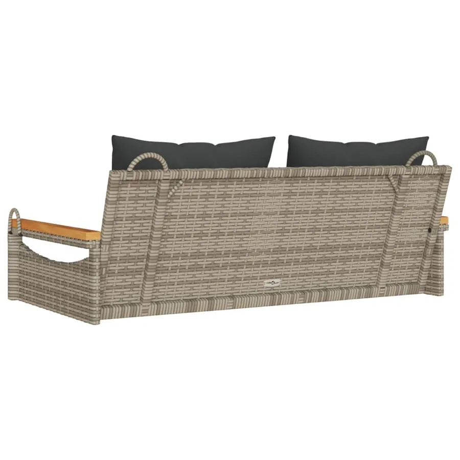 Balancelle avec coussins gris 109x62x40 cm résine tressée - 6