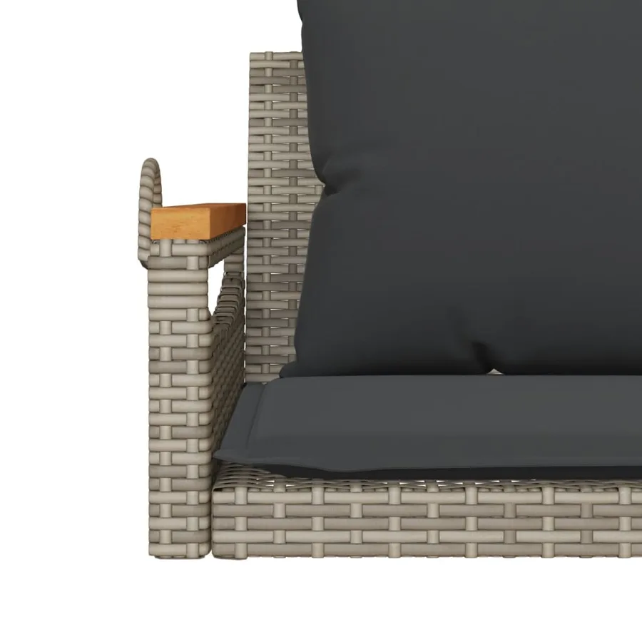 Balancelle avec coussins gris 109x62x40 cm résine tressée - 8