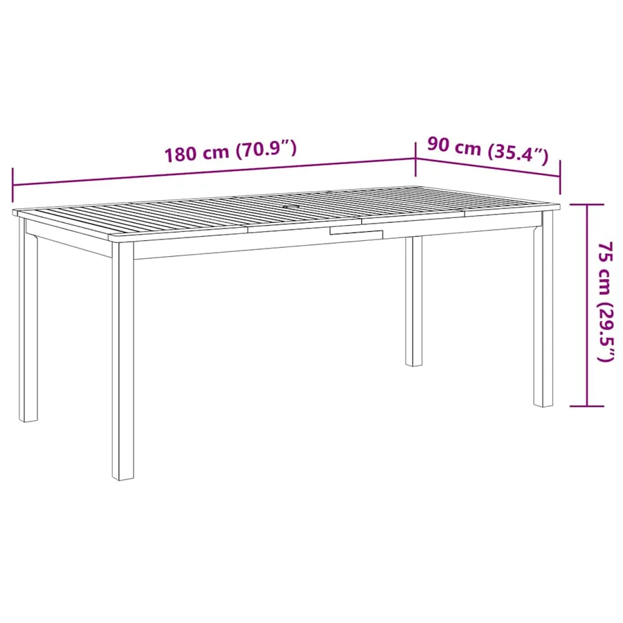Ensemble à manger de jardin 9 pcs 180x90x75 cm bois d'acacia solide - 9