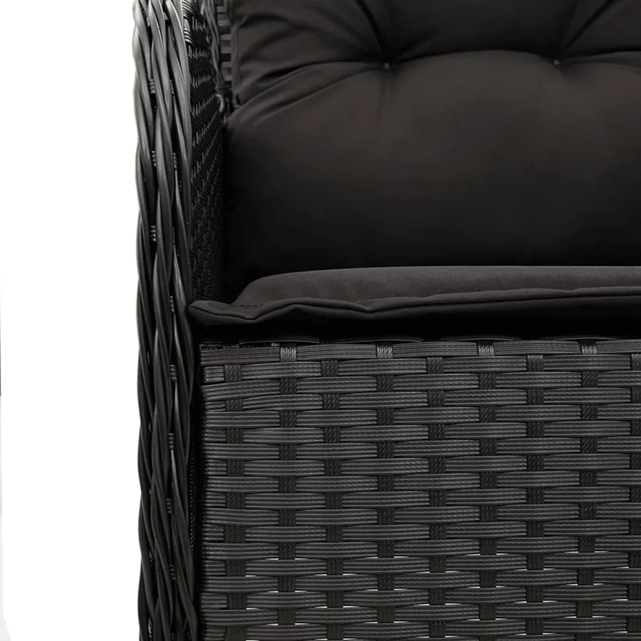 Ensemble à manger de jardin 9pcs coussins noir résine tressée - 5