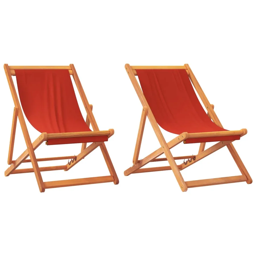 Chaises de plage pliables lot de 2 rouge tissu - 2