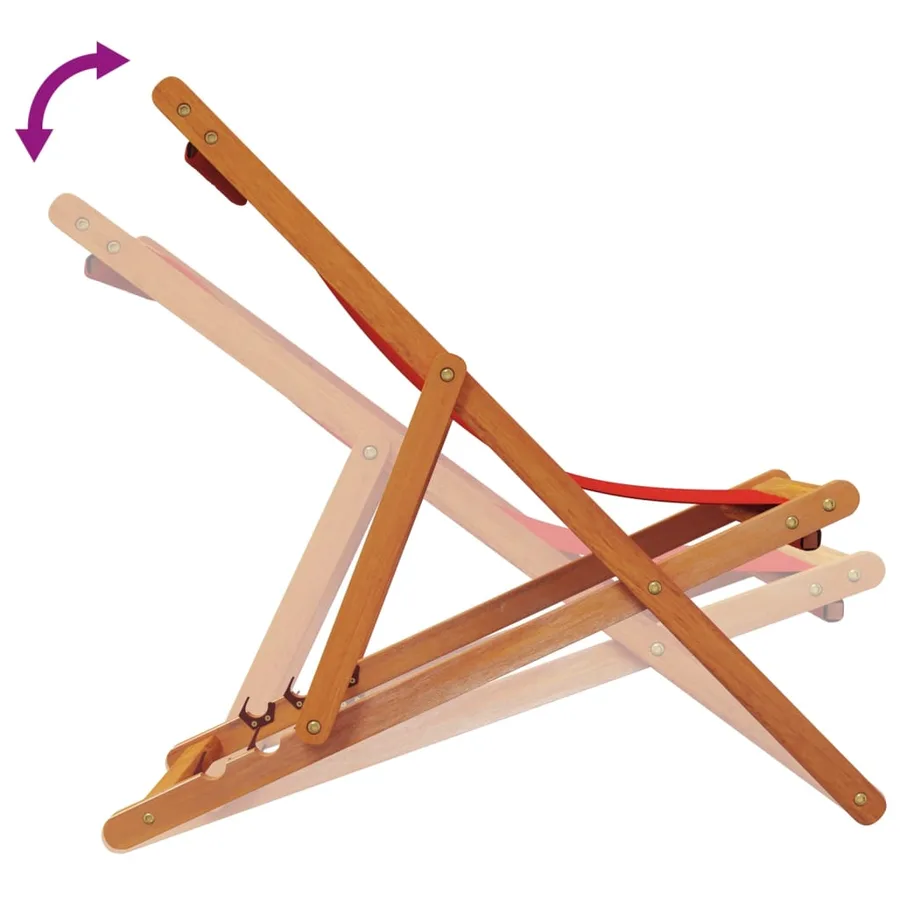 Chaises de plage pliables lot de 2 rouge tissu - 7