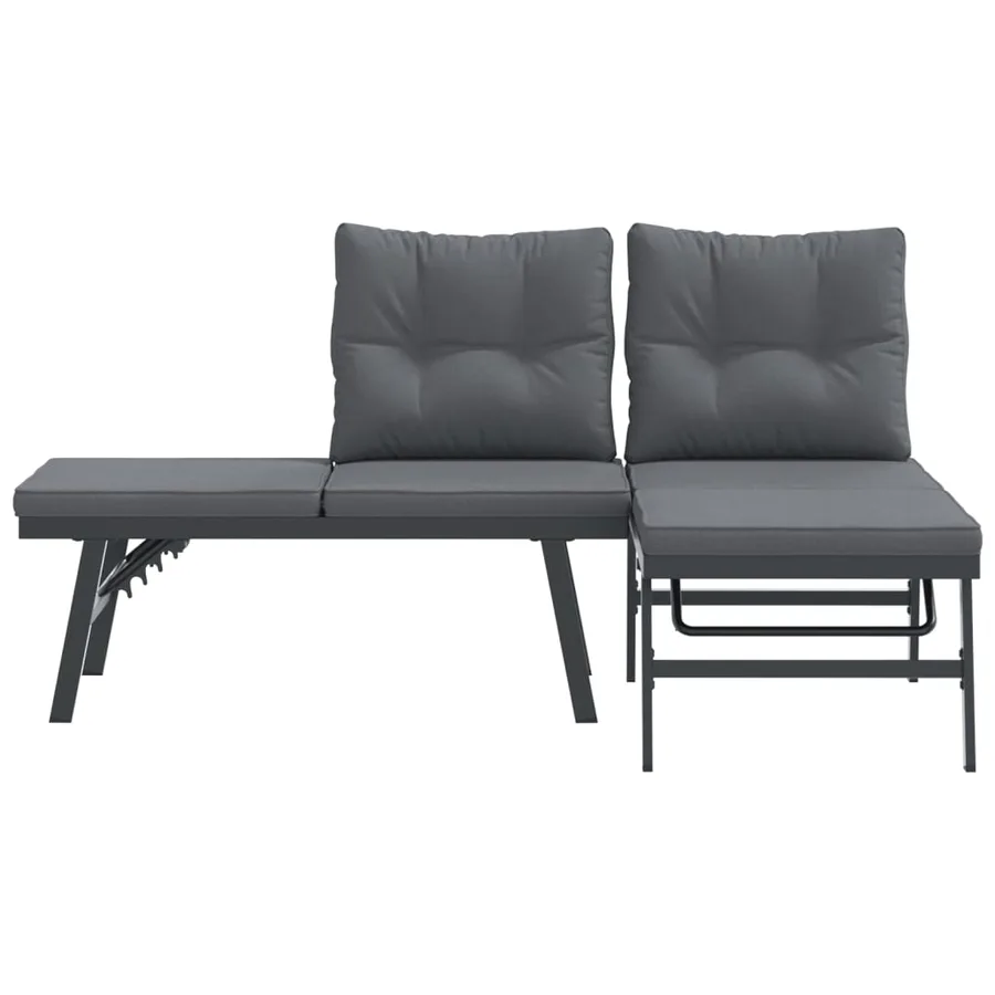 Bancs de jardin avec coussins lot de 2 acier enduit de poudre - 3