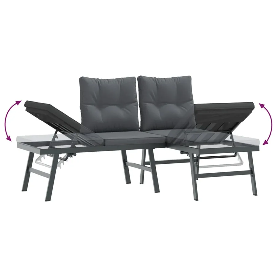 Bancs de jardin avec coussins lot de 2 acier enduit de poudre - 6
