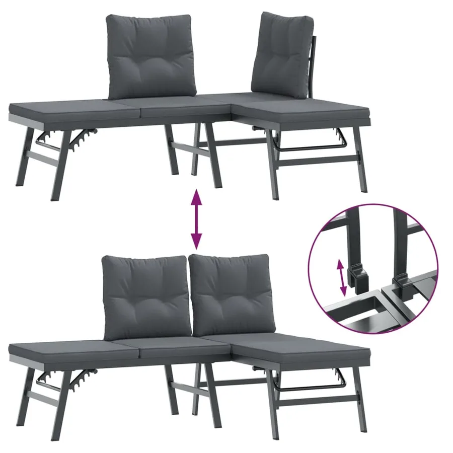 Bancs de jardin avec coussins lot de 6 acier enduit de poudre - 7