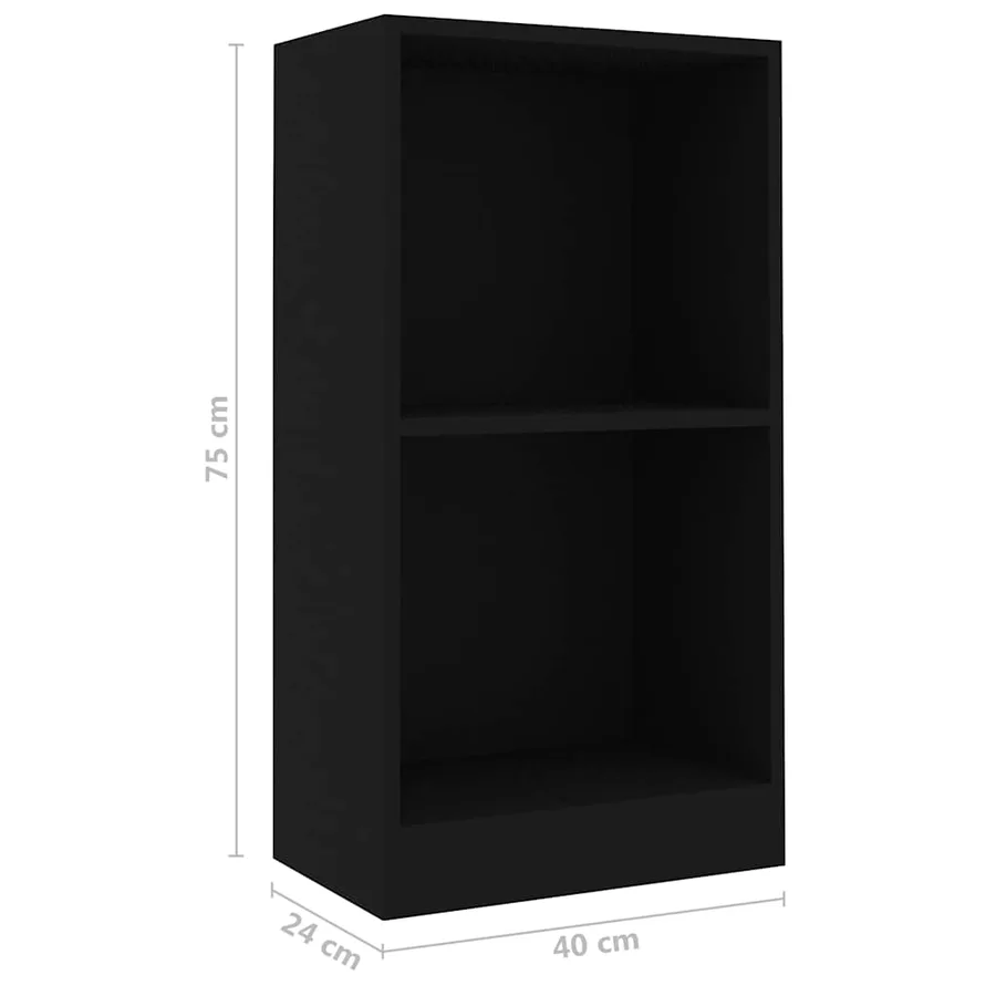 Bibliothèque noir 40x24x75 cm bois d'ingénierie - 6