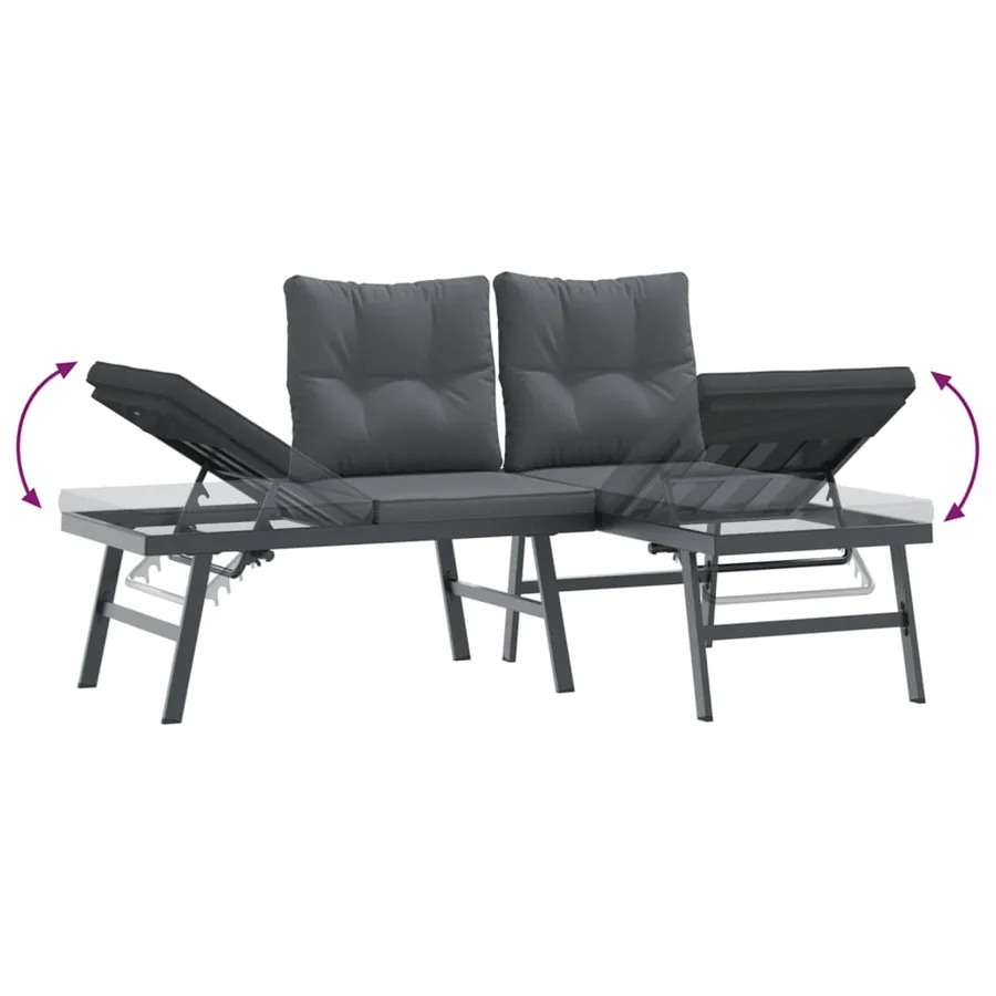 Ensemble de bancs de jardin avec coussins 5 pcs noir - 6