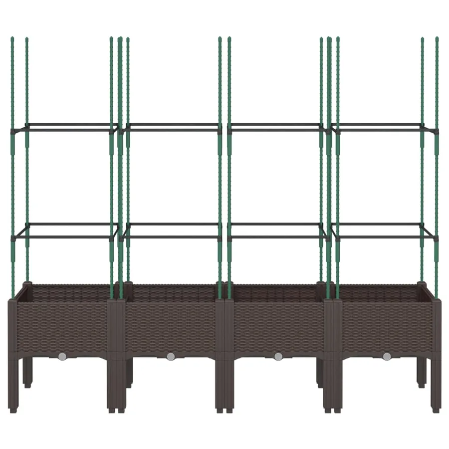 Jardinière avec treillis marron 160x40x142,5 cm PP - 3