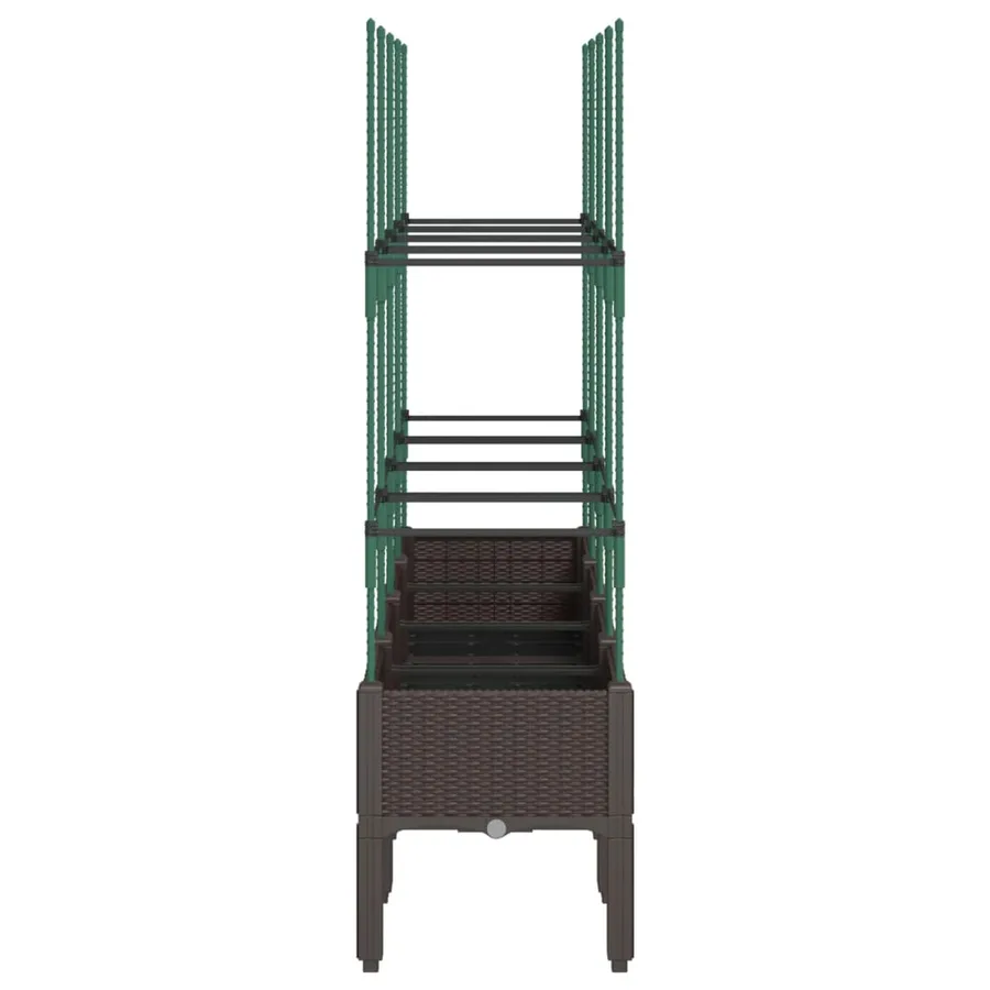 Jardinière avec treillis marron 160x40x142,5 cm PP - 4