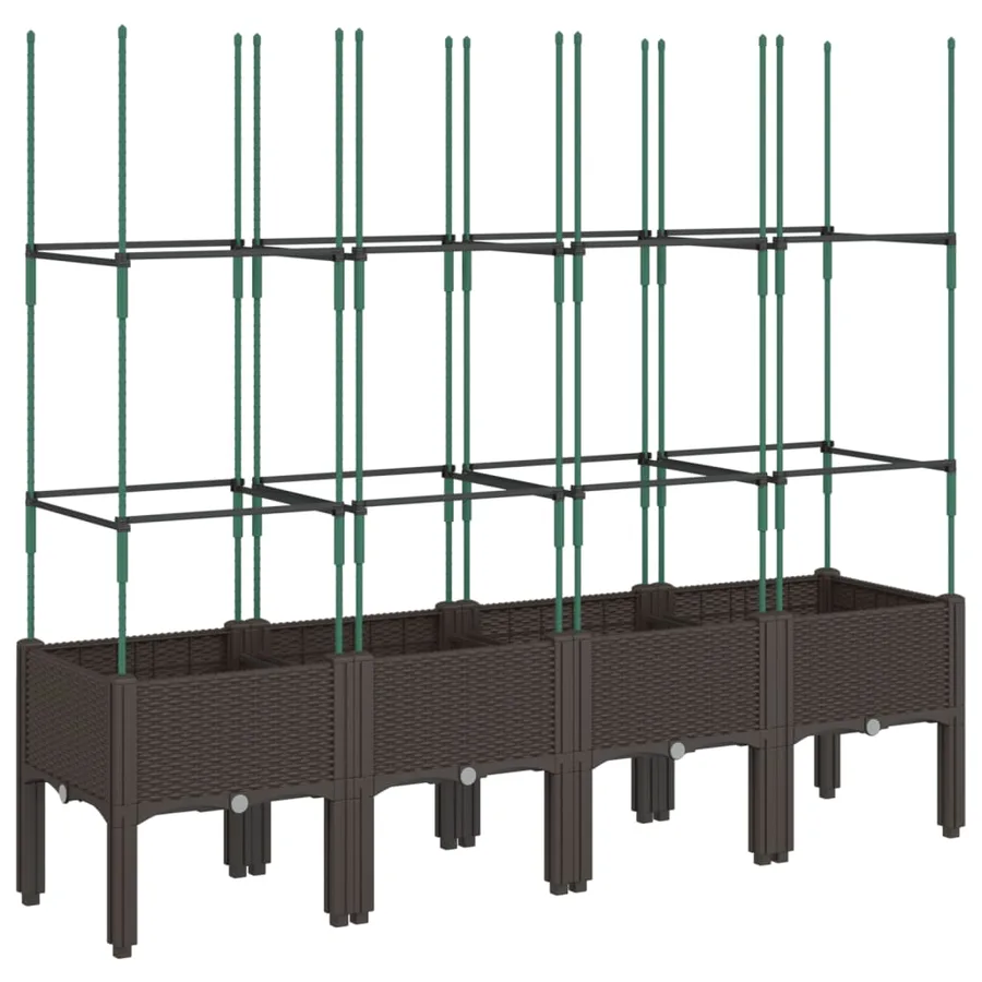 Jardinière avec treillis marron 160x40x142,5 cm PP - 5