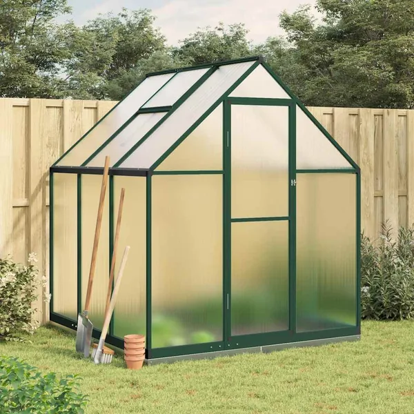 Serre avec cadre de base vert 169x169x202 cm aluminium
