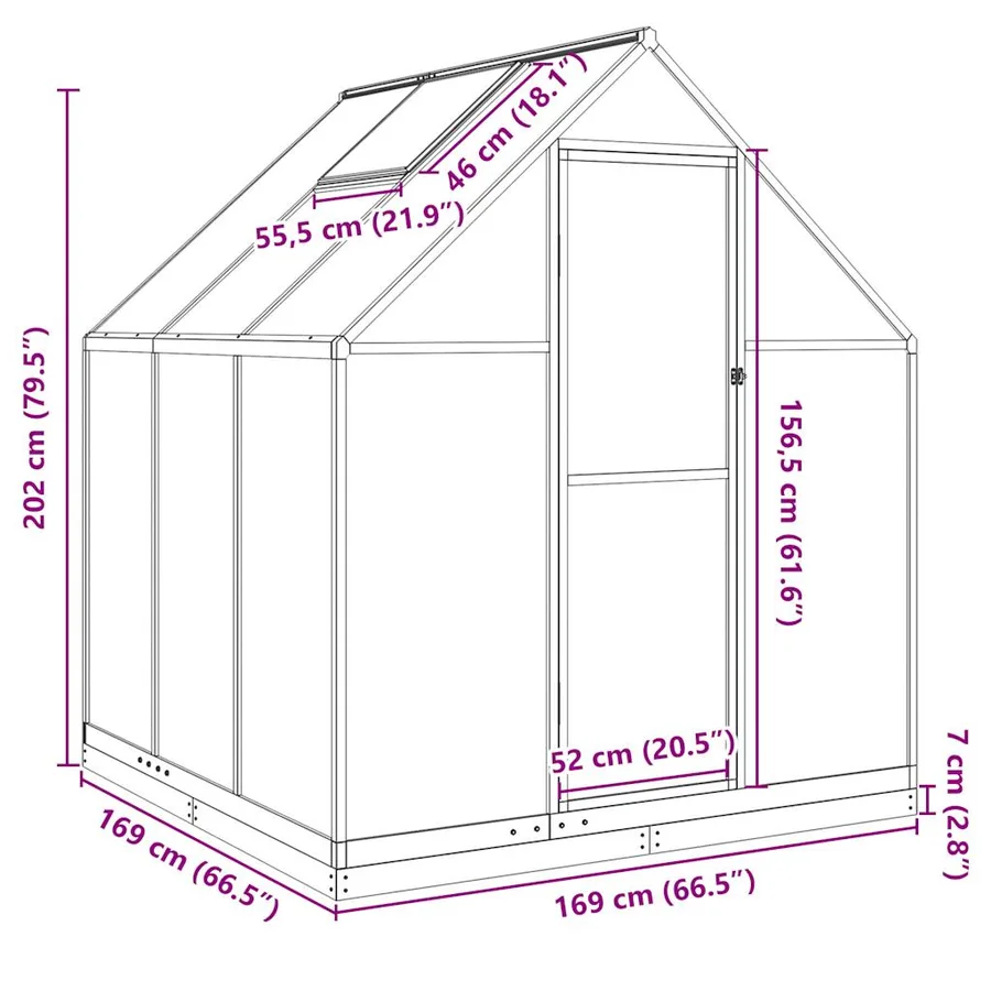 Serre avec cadre de base vert 169x169x202 cm aluminium - 10