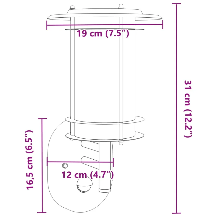 Appliques murales d'extérieur et capteurs 2pcs acier inoxydable - 7