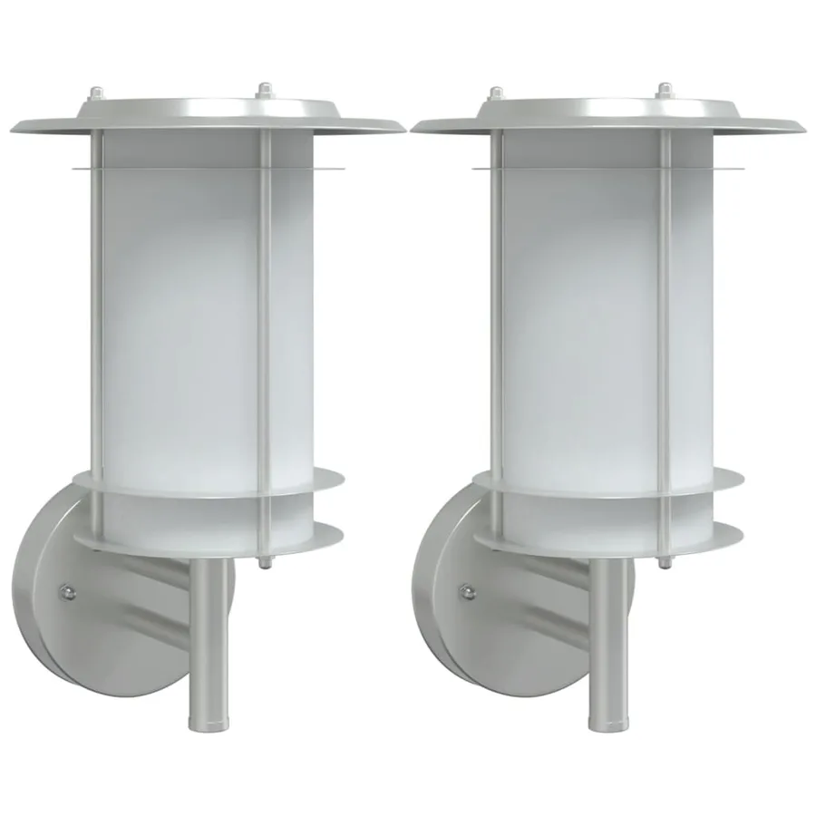 Appliques murales d'extérieur 2pcs argenté acier inoxydable - 2