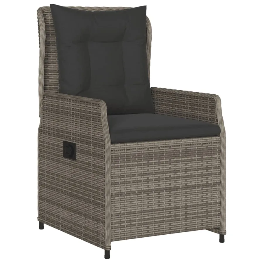 Ensemble à manger de jardin 5 pcs coussins gris résine tressée - 3