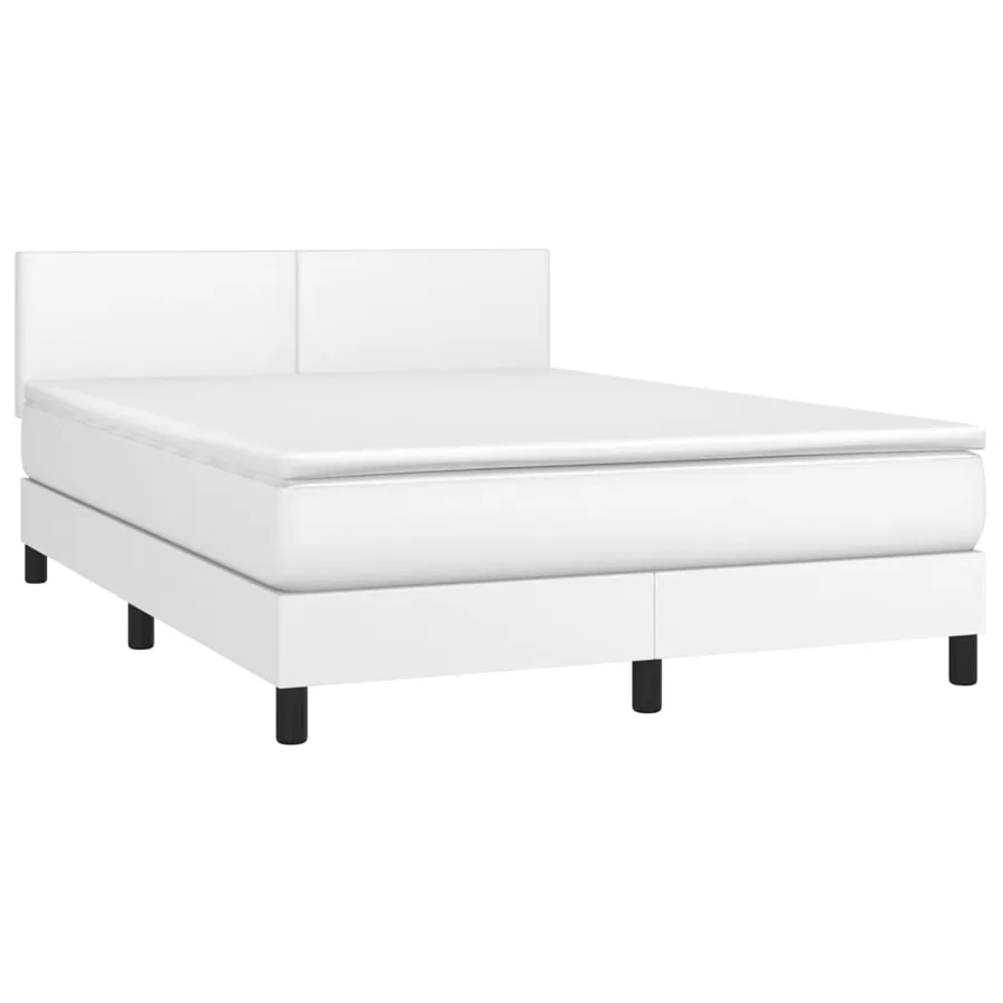Sommier à lattes de lit avec matelas et LED Blanc 140x190 cm - 3