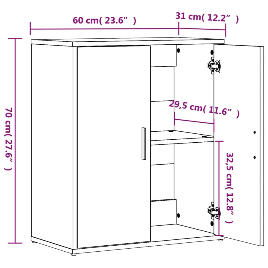 Buffets 2 pcs blanc 60x31x70 cm bois d'ingénierie - 10