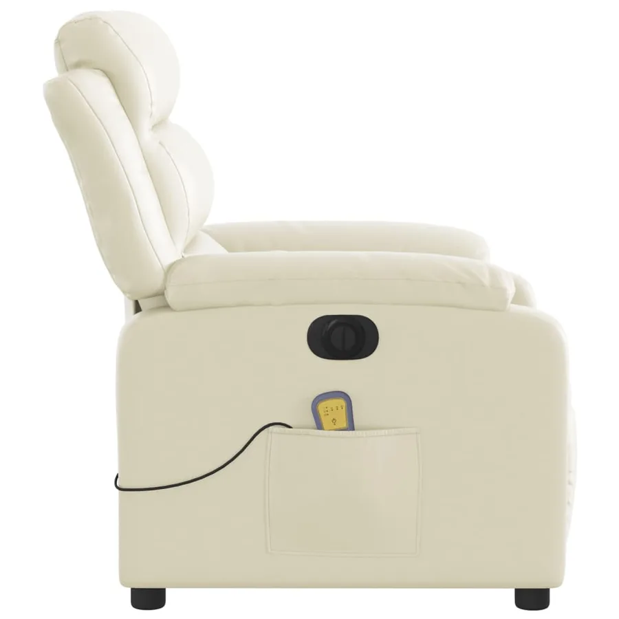 Fauteuil de massage inclinable électrique crème similicuir - 10