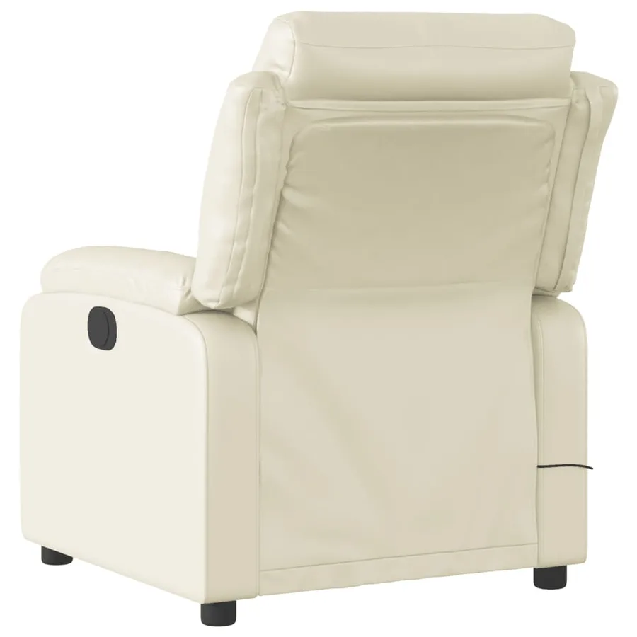 Fauteuil de massage inclinable électrique crème similicuir - 5