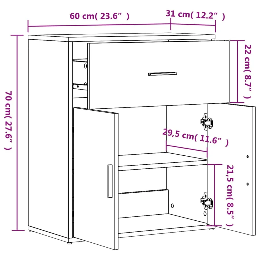 Buffets 2 pcs sonoma gris 60x31x70 cm bois d'ingénierie - 10