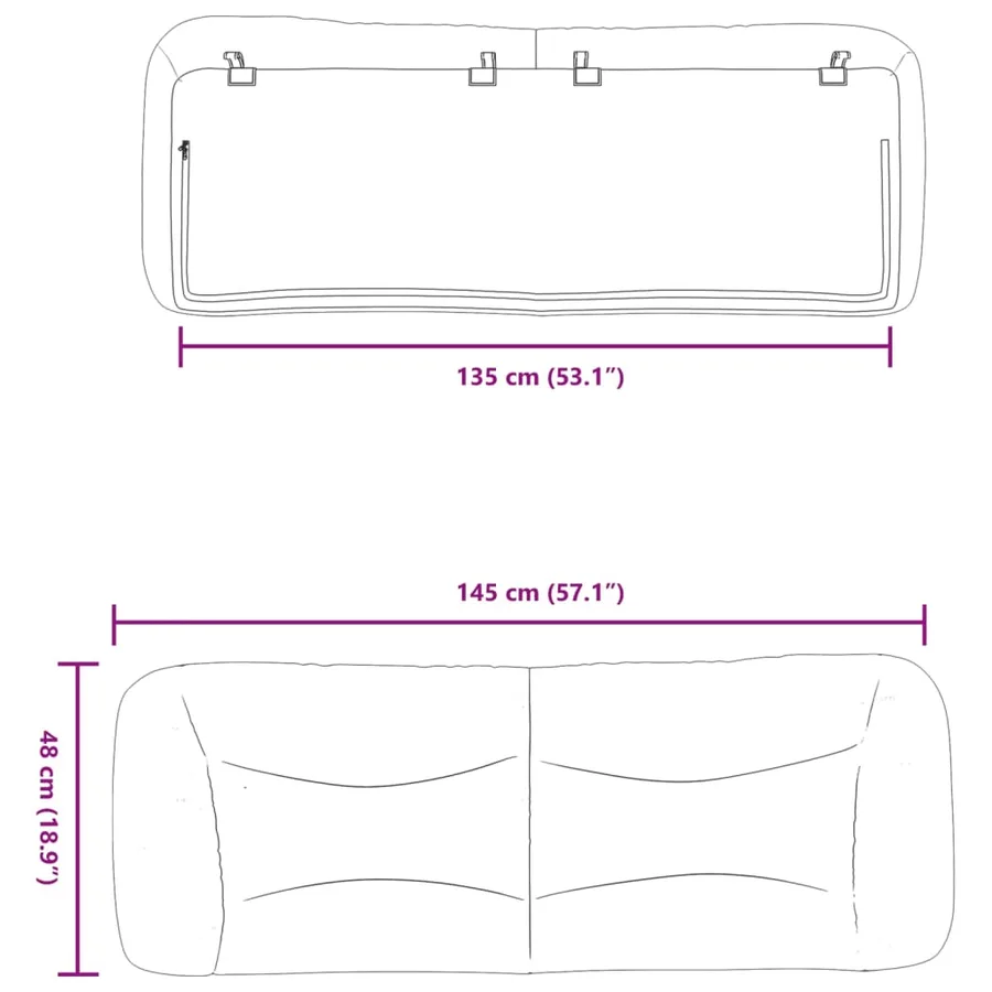 Coussin de tête de lit noir 135 cm en similicuir - 10