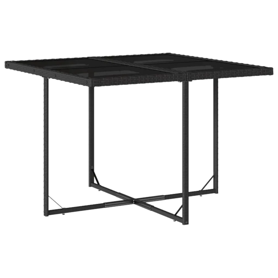 Ensemble à manger de jardin 9pcs coussins noir résine tressée - 4