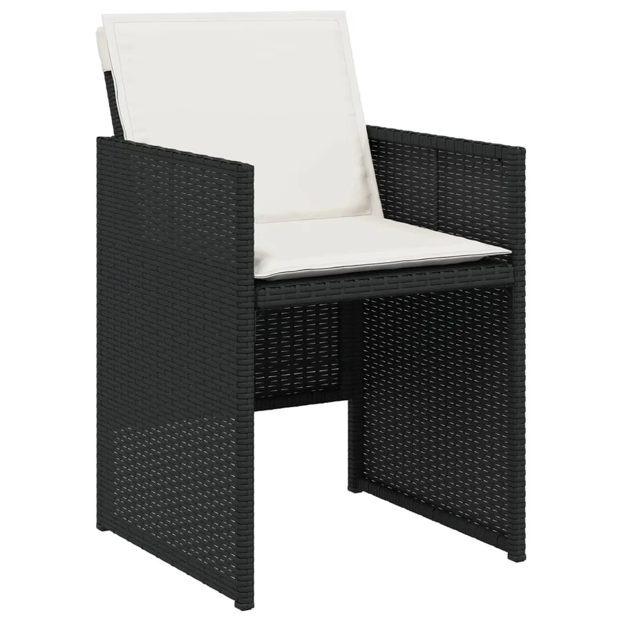 Ensemble à manger de jardin 9pcs coussins noir résine tressée - 5
