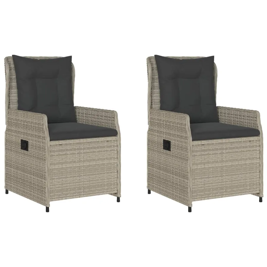 Chaises inclinables de jardin lot de2 gris clair résine tressée - 2
