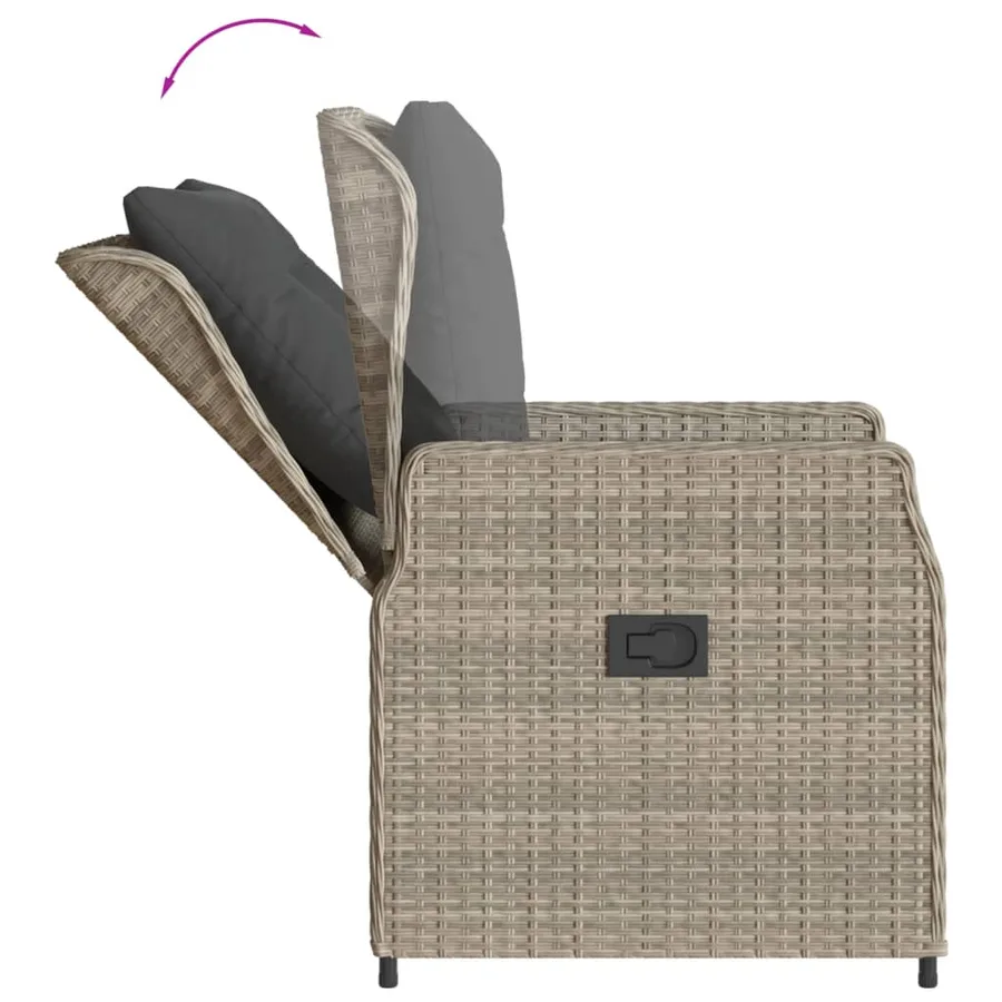Chaises inclinables de jardin lot de2 gris clair résine tressée - 8