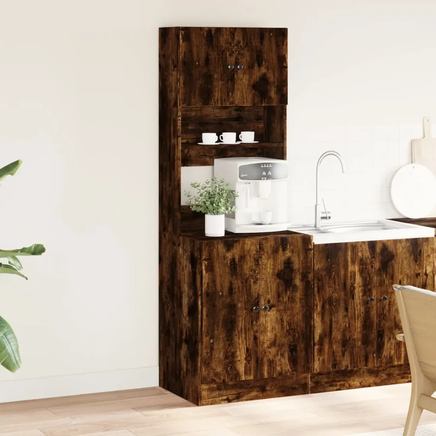 Armoire de cuisine chêne fumé 60x50x180 cm bois d'ingénierie - 3
