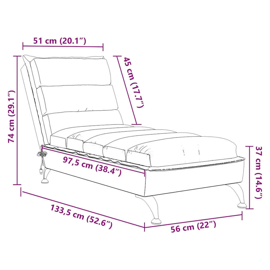 Chaise longue de massage avec coussins marron tissu - 11