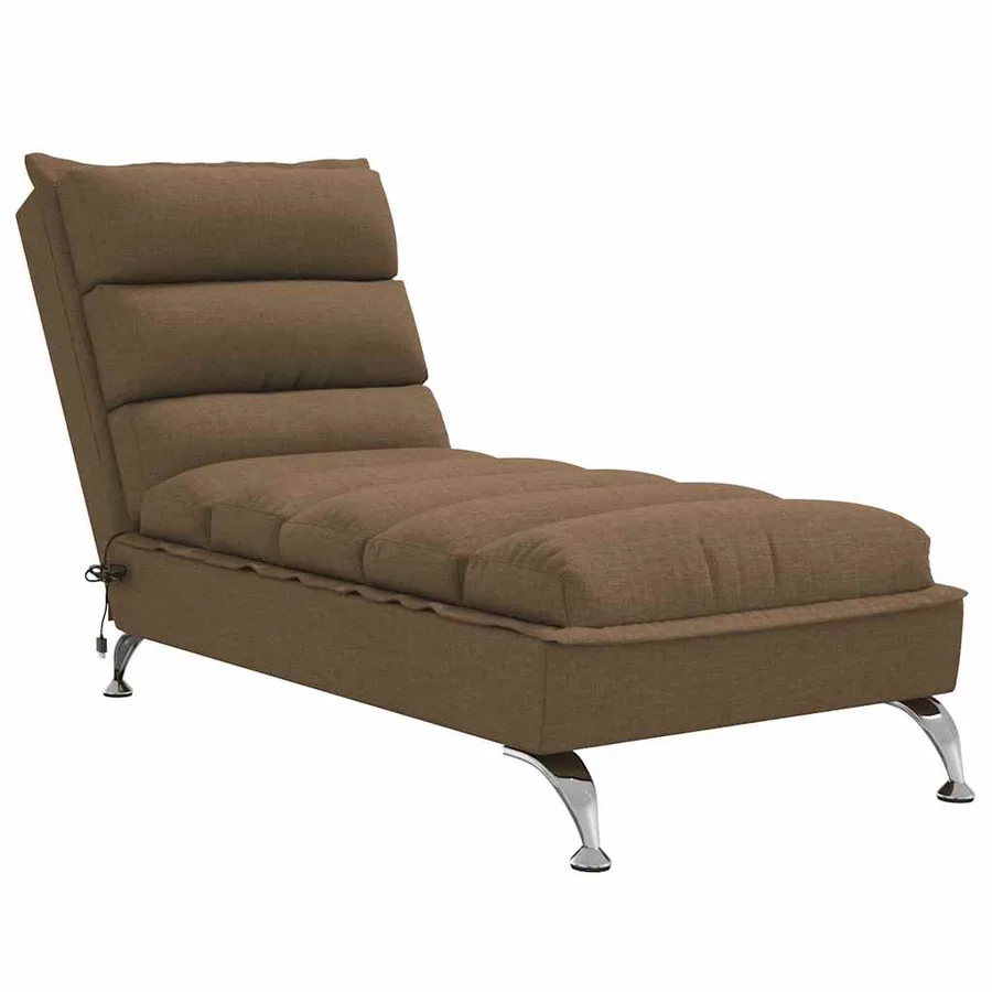 Chaise longue de massage avec coussins marron tissu - 2