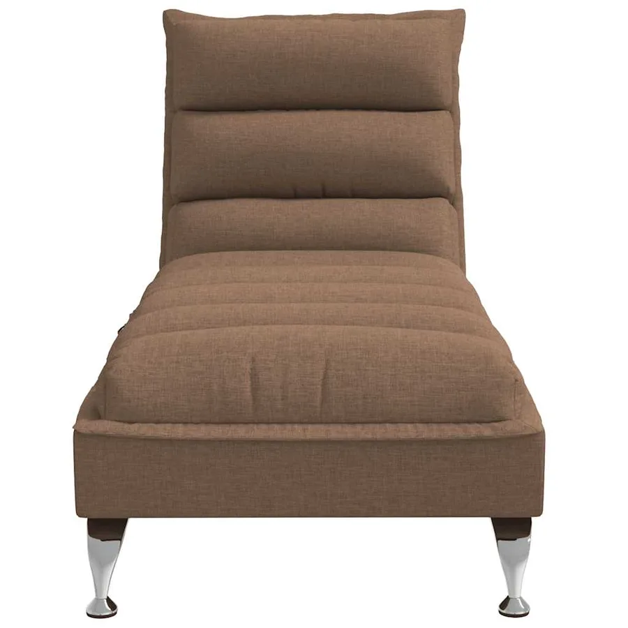 Chaise longue de massage avec coussins marron tissu - 4