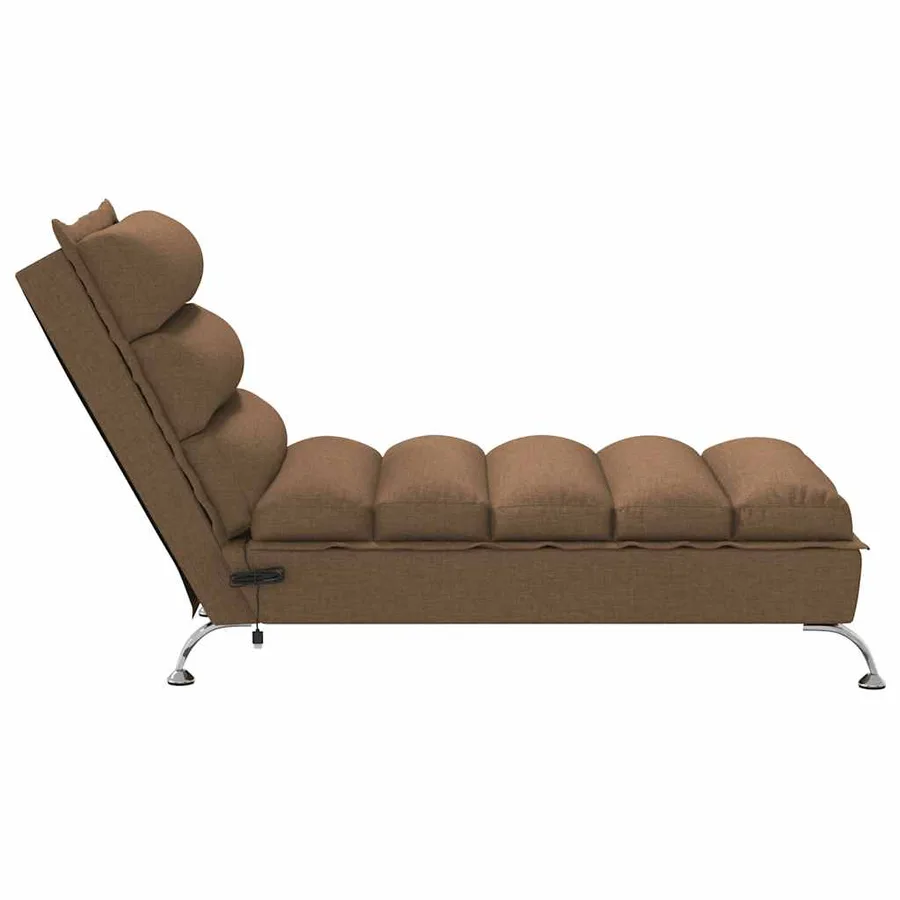 Chaise longue de massage avec coussins marron tissu - 5