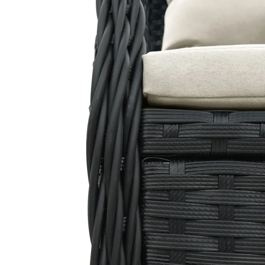 Ensemble à manger de jardin 9pcs coussins noir résine tressée - 6