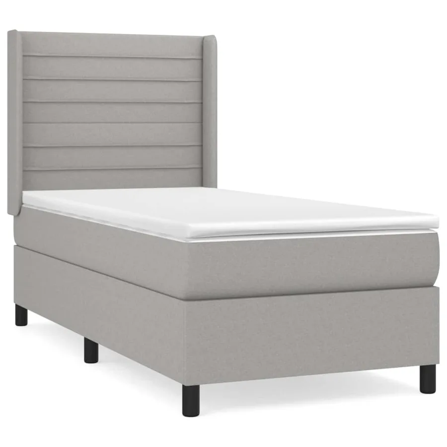 Sommier à lattes de lit et matelas Gris clair 90x190 cm Tissu - 2