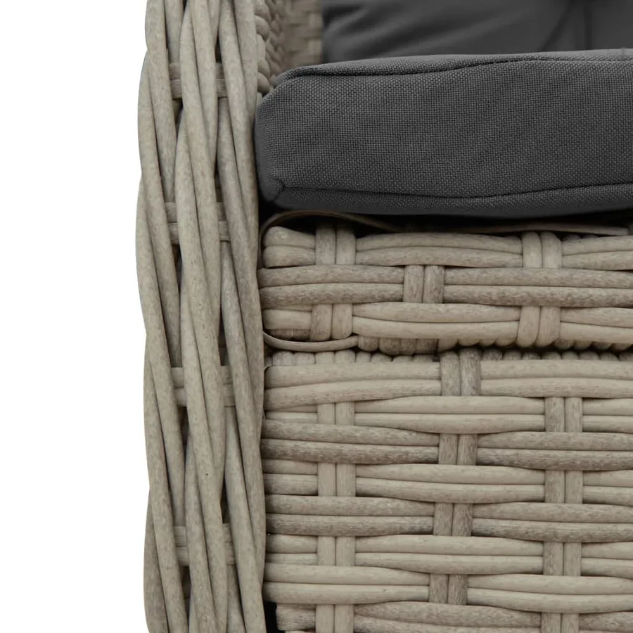 Ensemble à manger de jardin et coussins 7 pcs gris clair rotin - 6