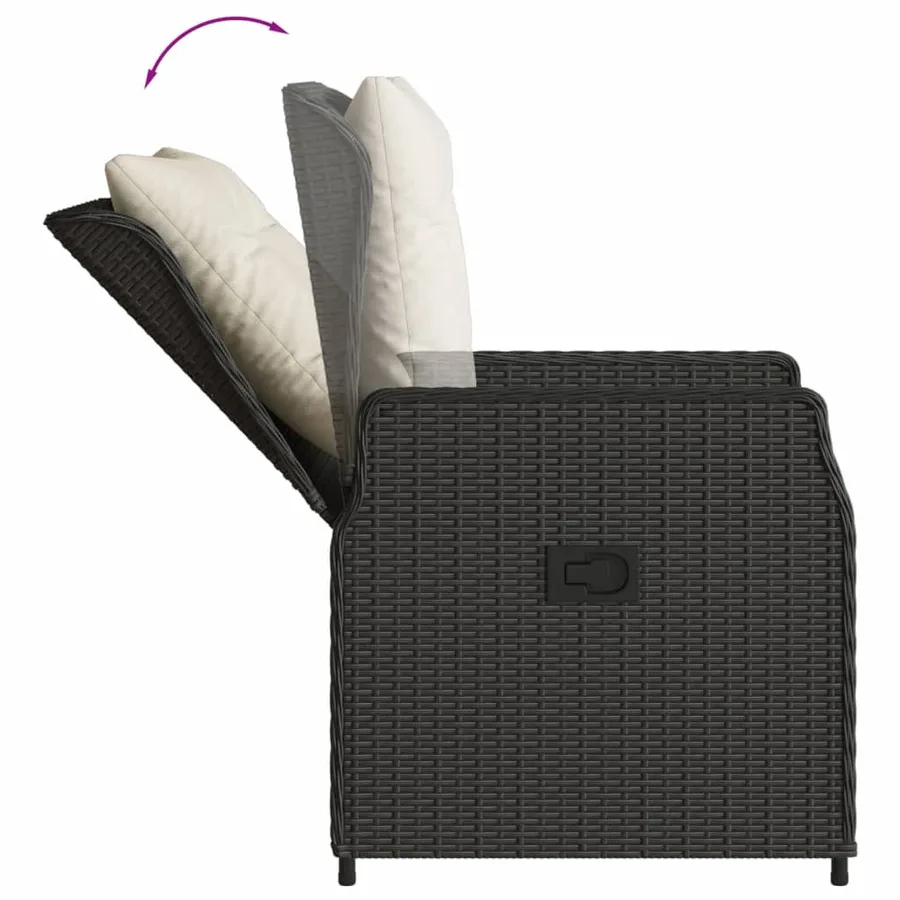Ensemble à manger de jardin coussins 7pcs Noir Résine tressée - 5