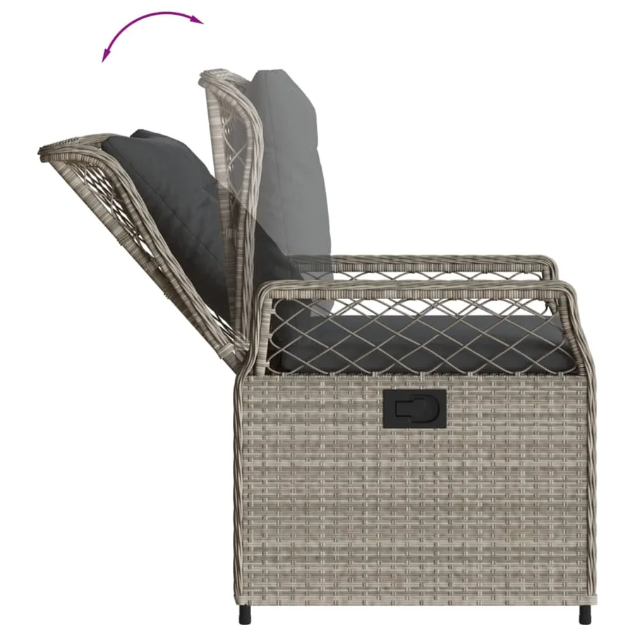 Ensemble à manger de jardin et coussins 5 pcs gris clair rotin - 5
