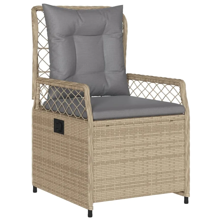 Ensemble à manger de jardin et coussins 7 pcs beige poly rotin - 3