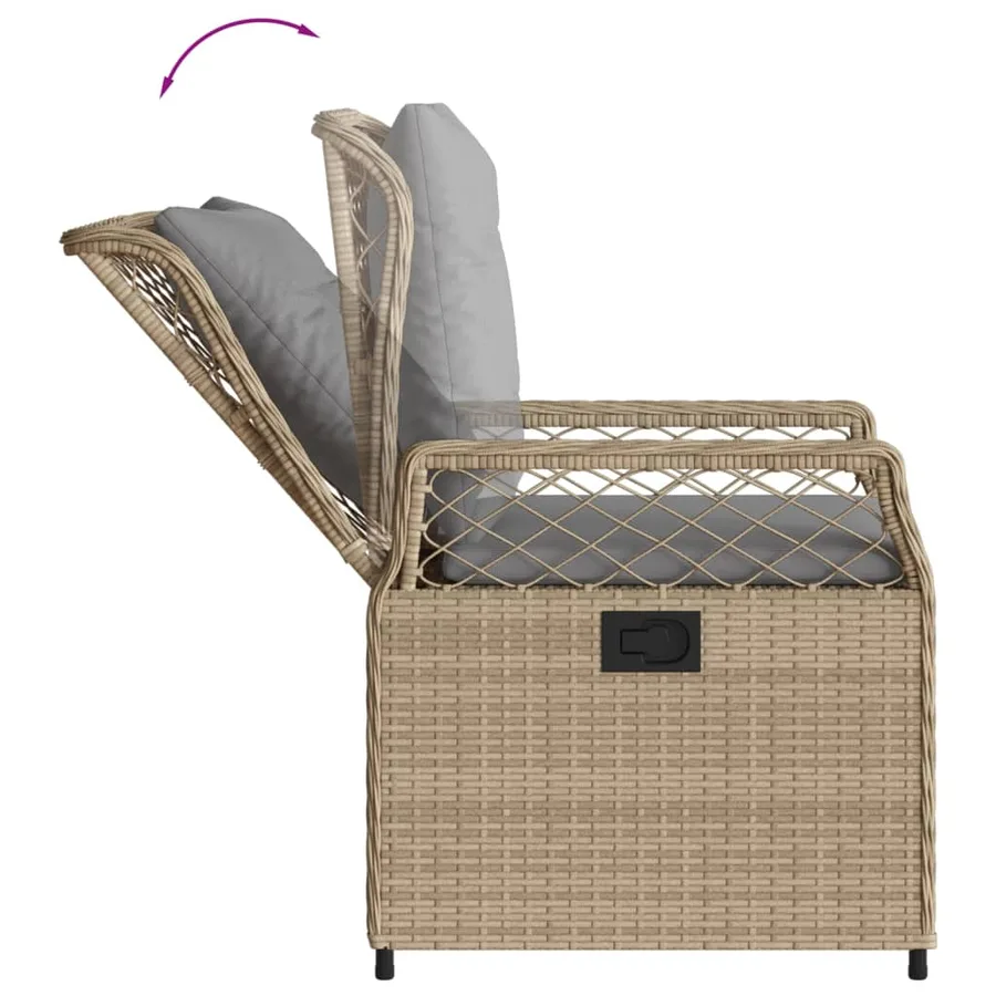 Ensemble à manger de jardin et coussins 7 pcs beige poly rotin - 5