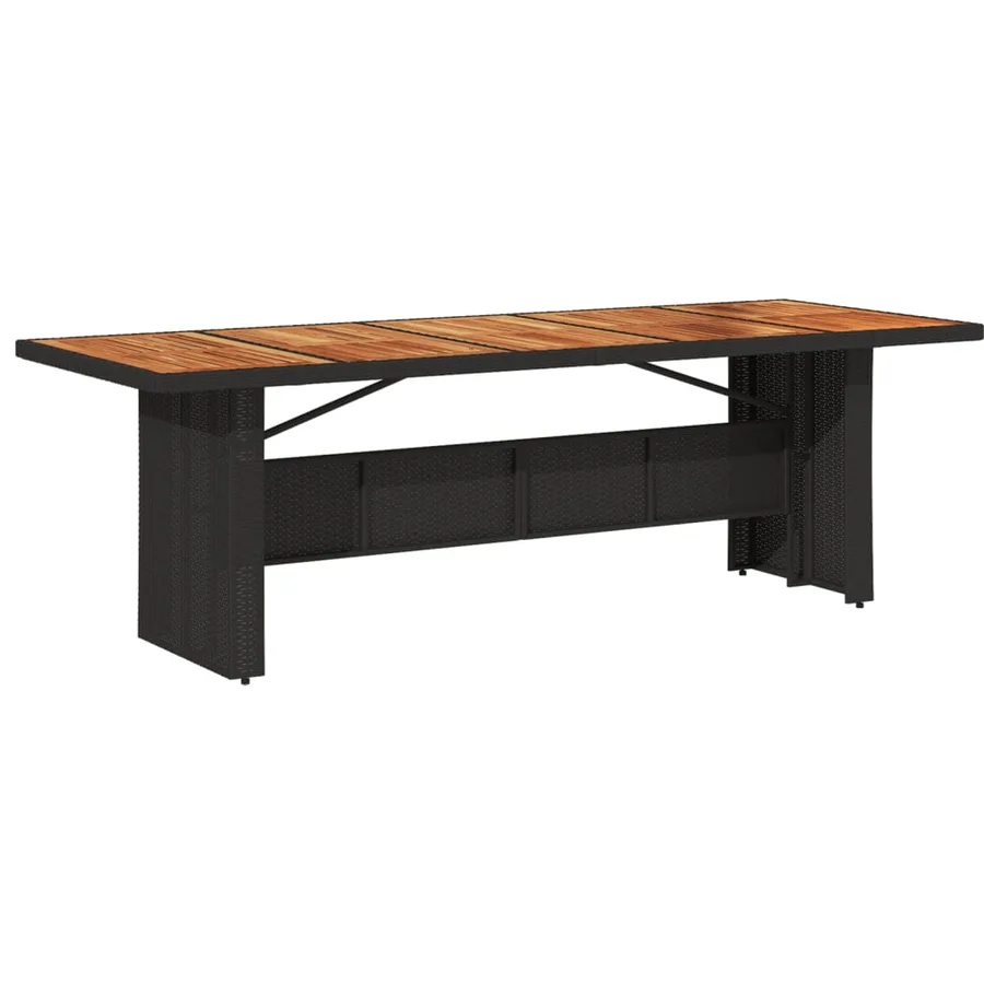 Table de jardin et dessus en bois d'acacia noir résine tressée - 2