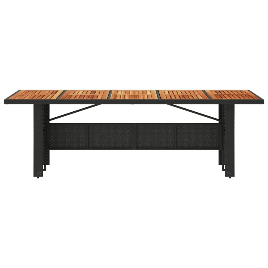 Table de jardin et dessus en bois d'acacia noir résine tressée - 4