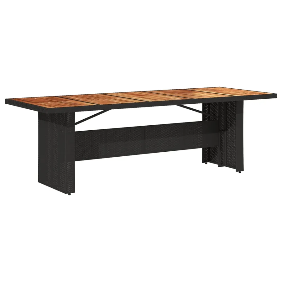 Table de jardin et dessus en bois d'acacia noir résine tressée - 6