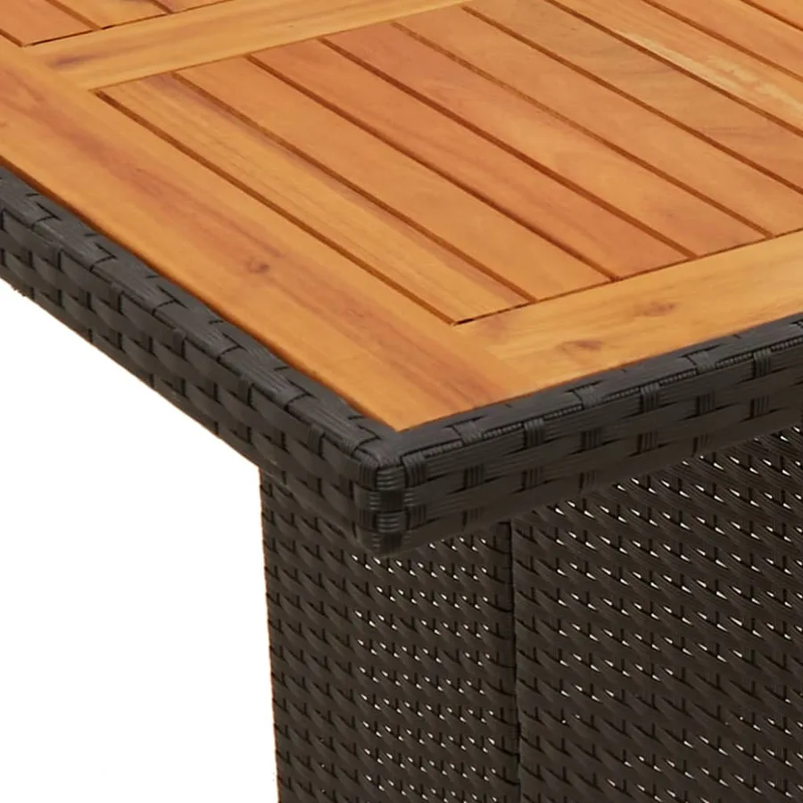 Table de jardin et dessus en bois d'acacia noir résine tressée - 9