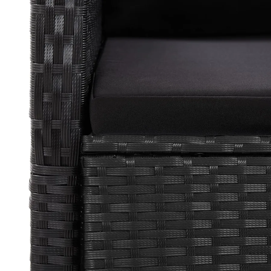 Ensemble à manger de jardin 11 pcs coussins noir résine tressée - 5