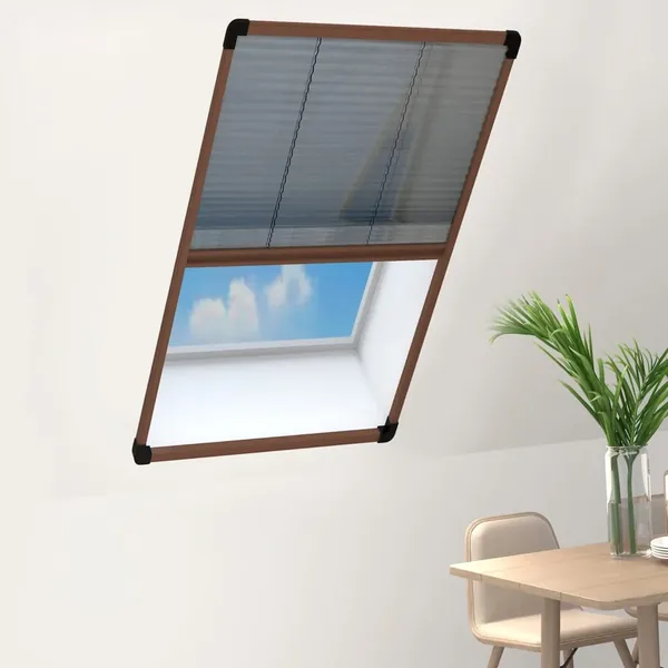 Moustiquaire plissée pour fenêtre Aluminium Marron 80x160 cm
