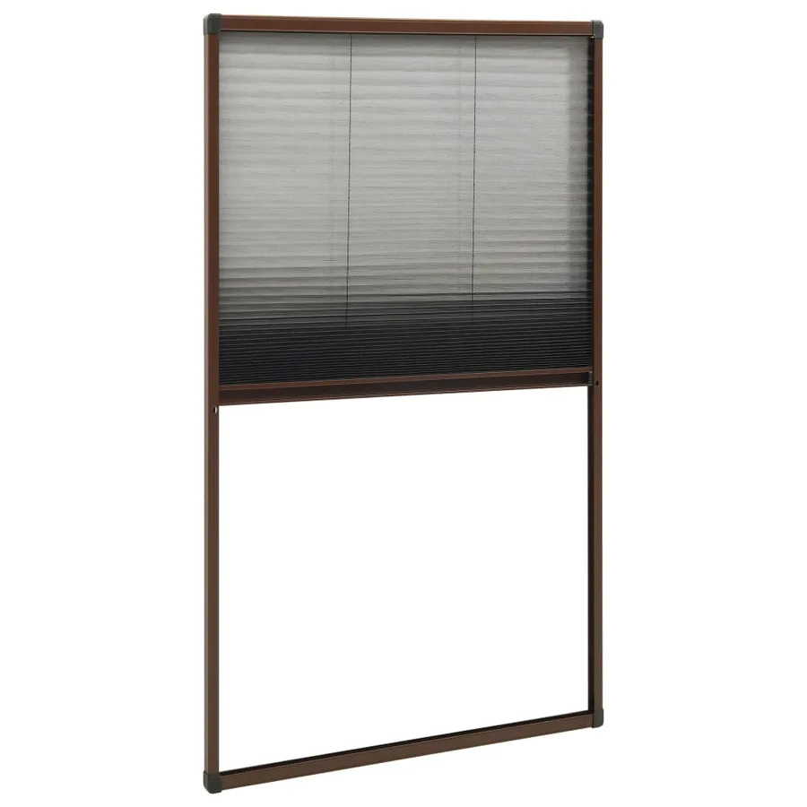 Moustiquaire plissée pour fenêtre Aluminium Marron 80x160 cm - 2
